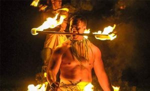 Fire knife dancers at Toa Luau on Oahu's North Shore