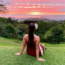 Sunset view from Nutridge Luau on Oahu