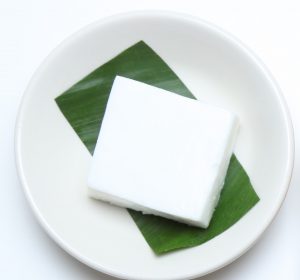 Haupia, a traditional coconut pudding usually found on dessert menus at Hawaiian luaus. 