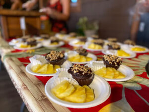 Plated desserts at the Experience Nutridge Luau, Oahu.