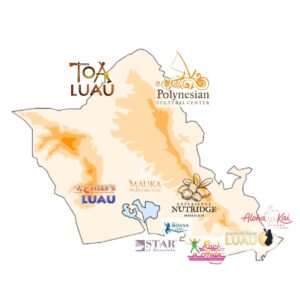Map of all the luaus on Oahu