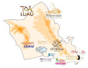Map of all the luaus on Oahu