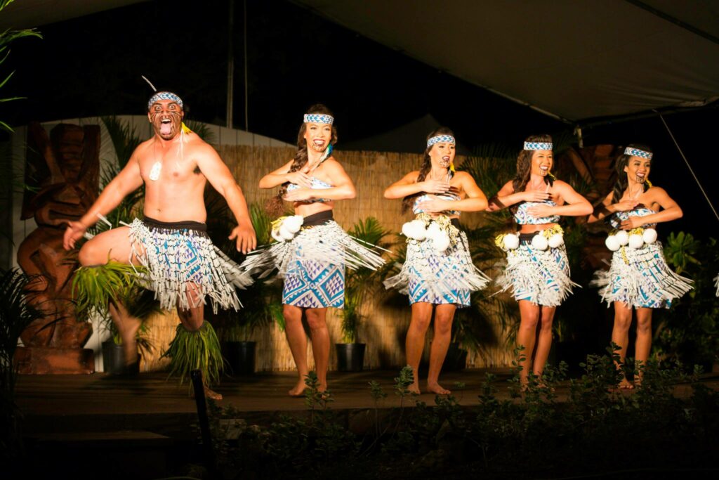 Dancers perform at the Diamond head luau Polynesian review.