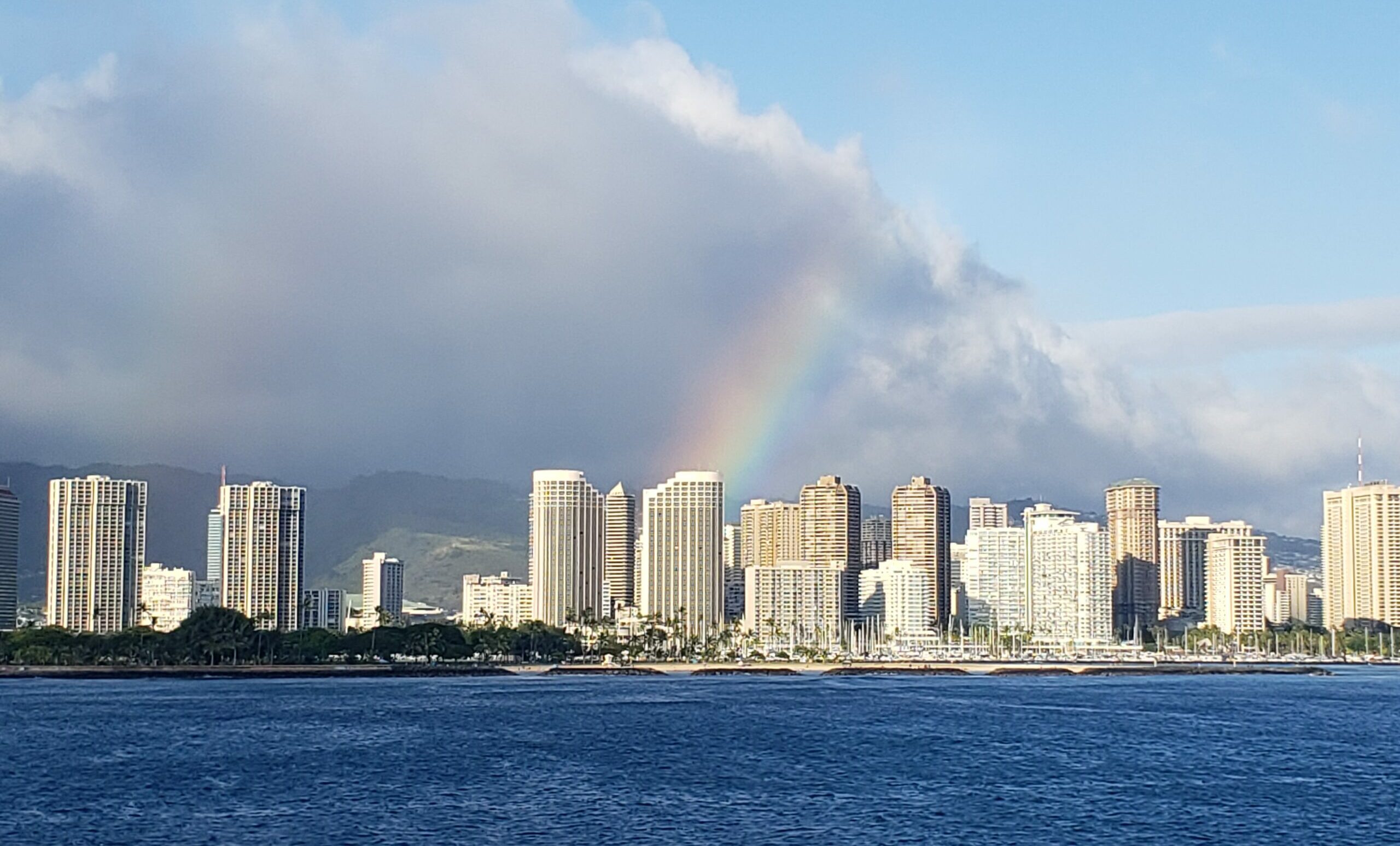 Rainbow over Waikiki, as seen from the Star of Honolulu