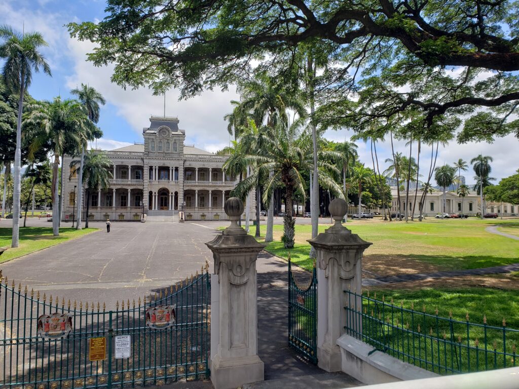 Iolani Palace in downtown Honolulu, Hawaii. 