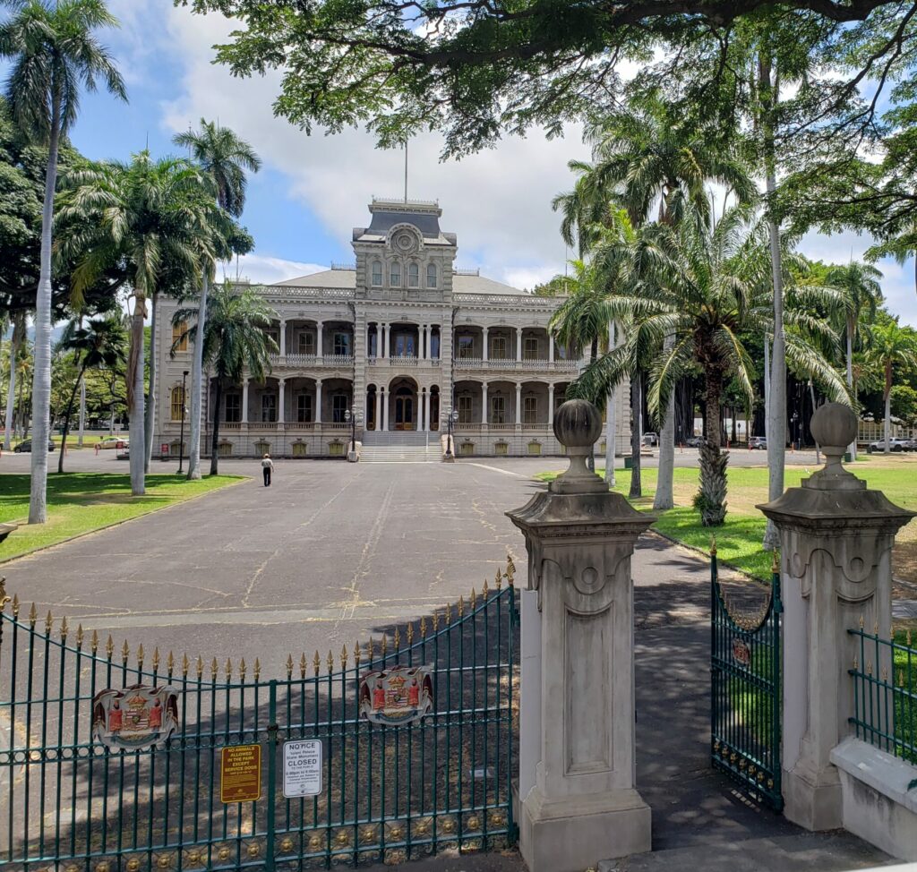 Iolani Palace in downtown Honolulu, Hawaii.