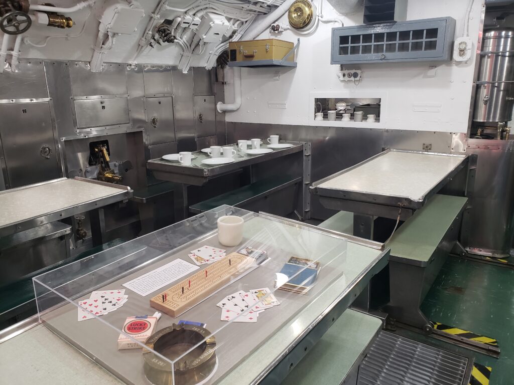 The galley and dining area of the USS Bowfin Submarine.