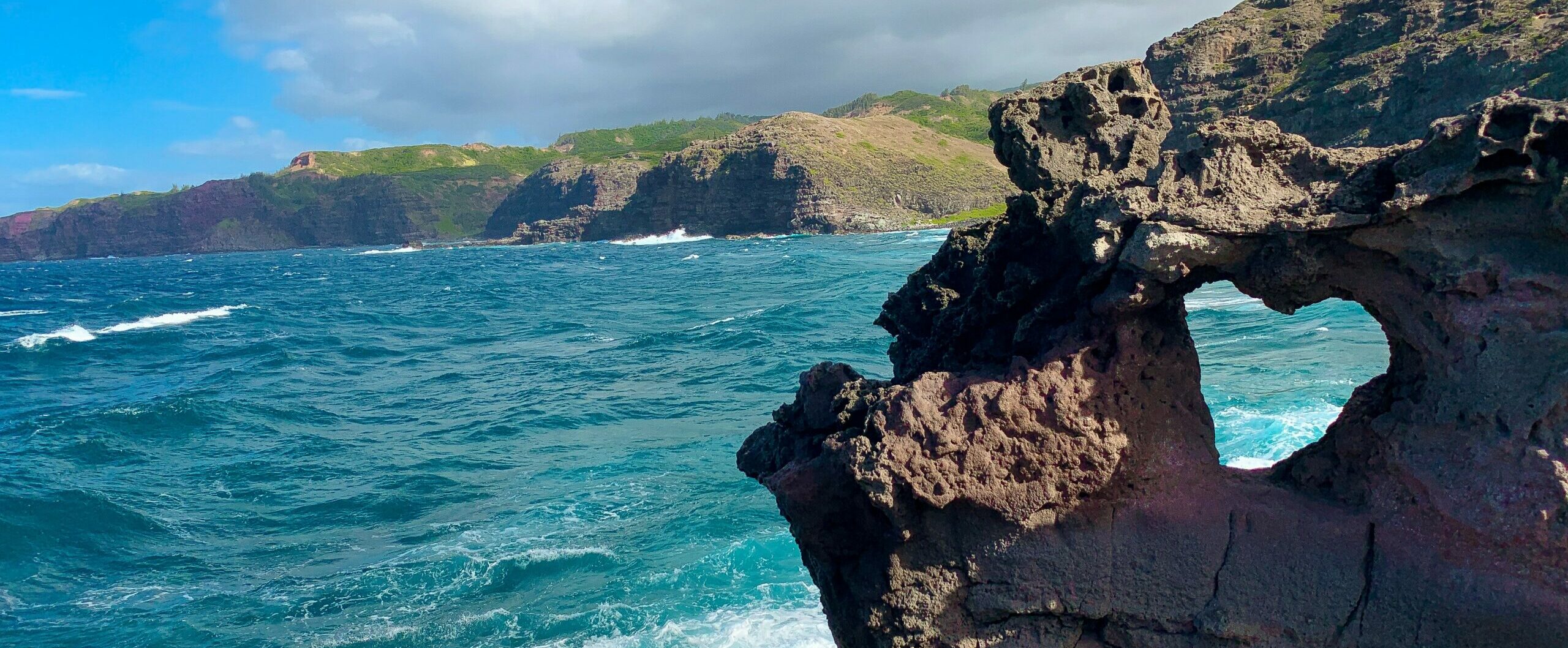Heart-shaped rock formation near the Nakalele Blowhole, on the northwest coast of Maui, Hawaii.